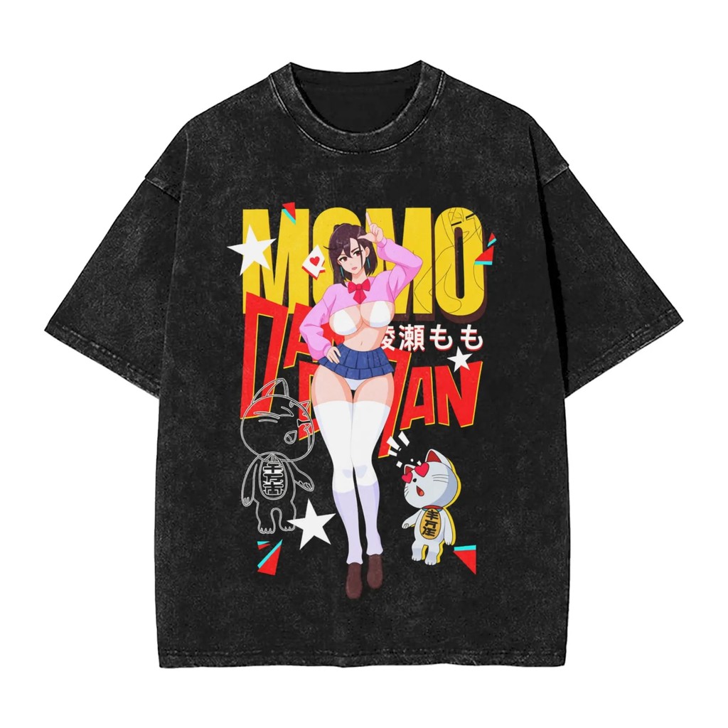 Áo thun ngắn tay Anime Momo/Ayase/Okarun/Turbo Granny, 100% cotton hạng nặng
