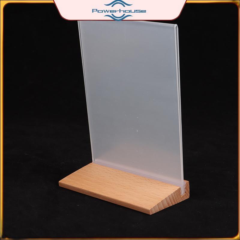 POWER Table Top Gỗ Acrylic Sign Holder Display Stand Double Sides, Bottom Load, Portrait Style Menu 