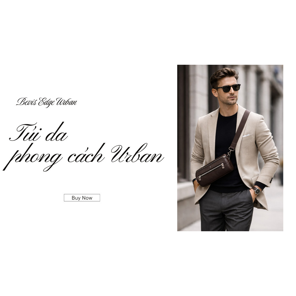 BEVIS EDGE URBAN - Túi đe chéo da Bò phong cách Urban gọn gàng & mạnh mẽ thương hiệu BEVIS