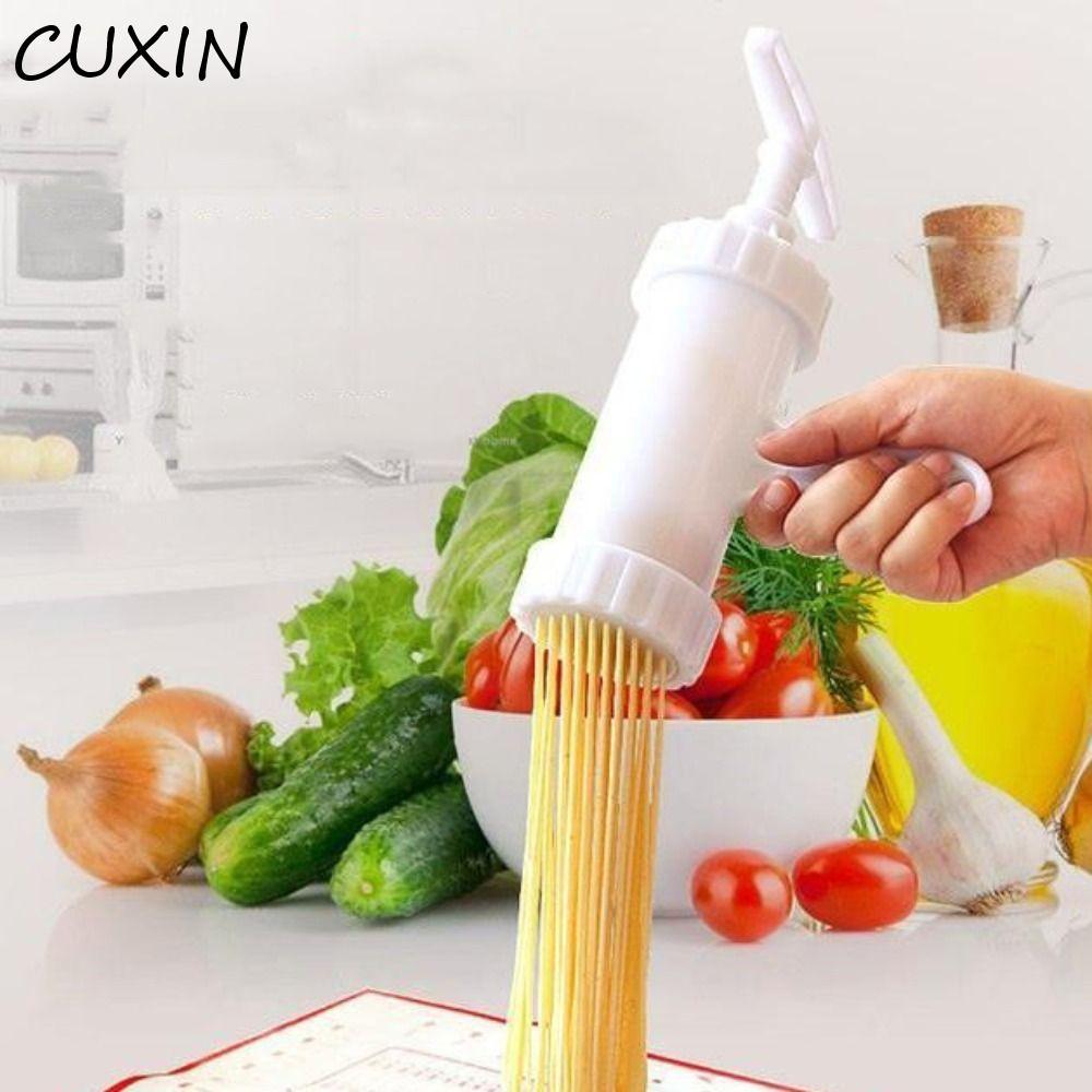 Máy ép mì CUXIN, Máy làm mì ống trắng bằng nhựa, Hướng dẫn sử dụng dụng dụng cụ nấu ăn với 7 khuôn in khác nhau Dụng cụ Spaghetti Nhà bếp Newbie