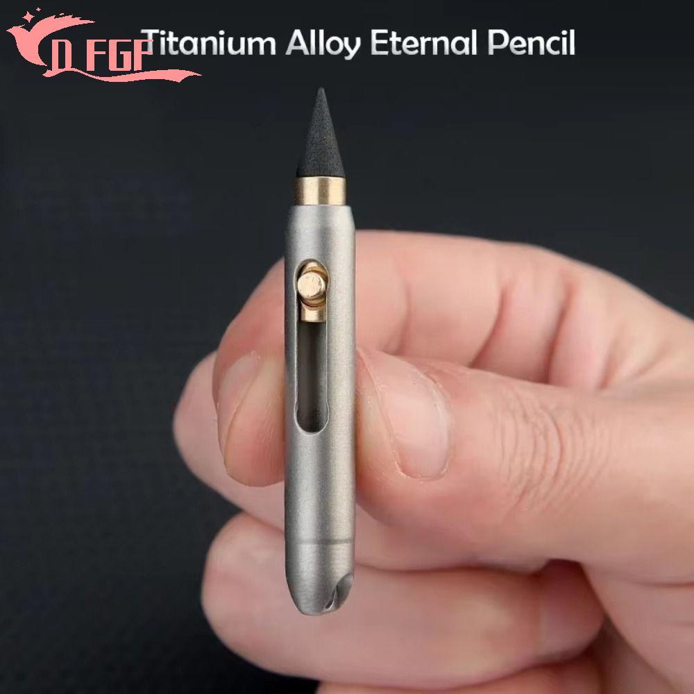 DFGF Mini Eternal Pen, Hợp kim titan Trọng lượng nhẹ Di động Nhà văn khẩn cấp, 2 đầu bút thay thế độ