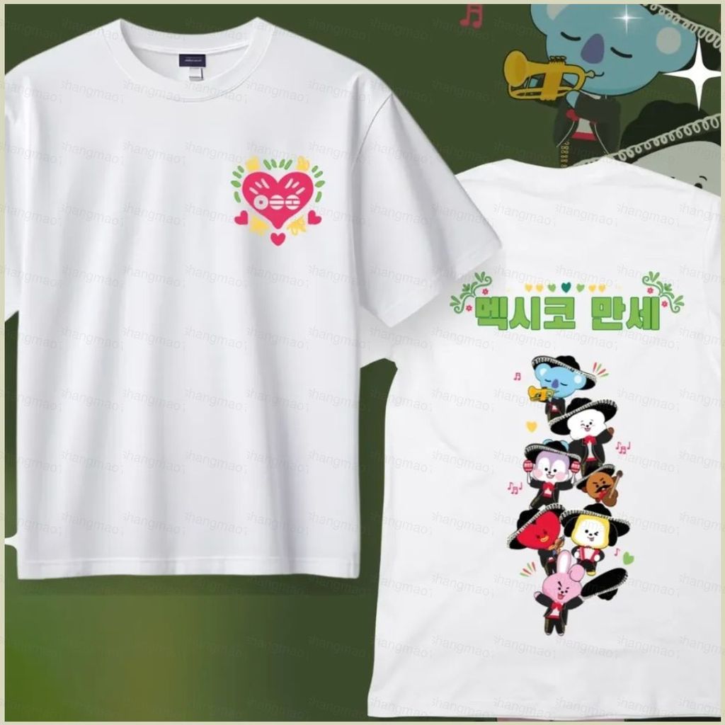 XS1 BTS BT21 J-HOPE JIN JUNK KOOK Áo thun ngắn tay áo KPOP tee XS1