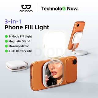 Đèn Selfie 3 trong 1 GOOJODOQ - Đèn LED, Gương Soi, Chân Đế Gập - Pin 8H, Sạc Type-C
