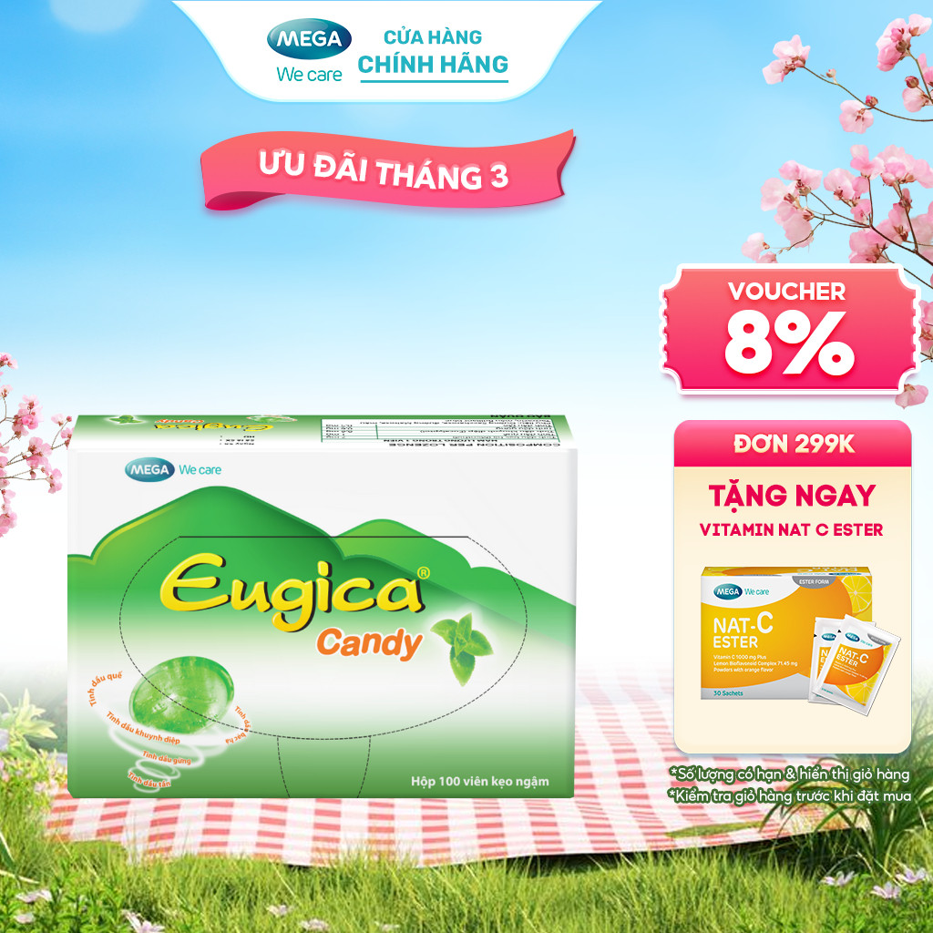 Kẹo ngậm thảo dược EUGICA CANDY (Hộp 100 viên)