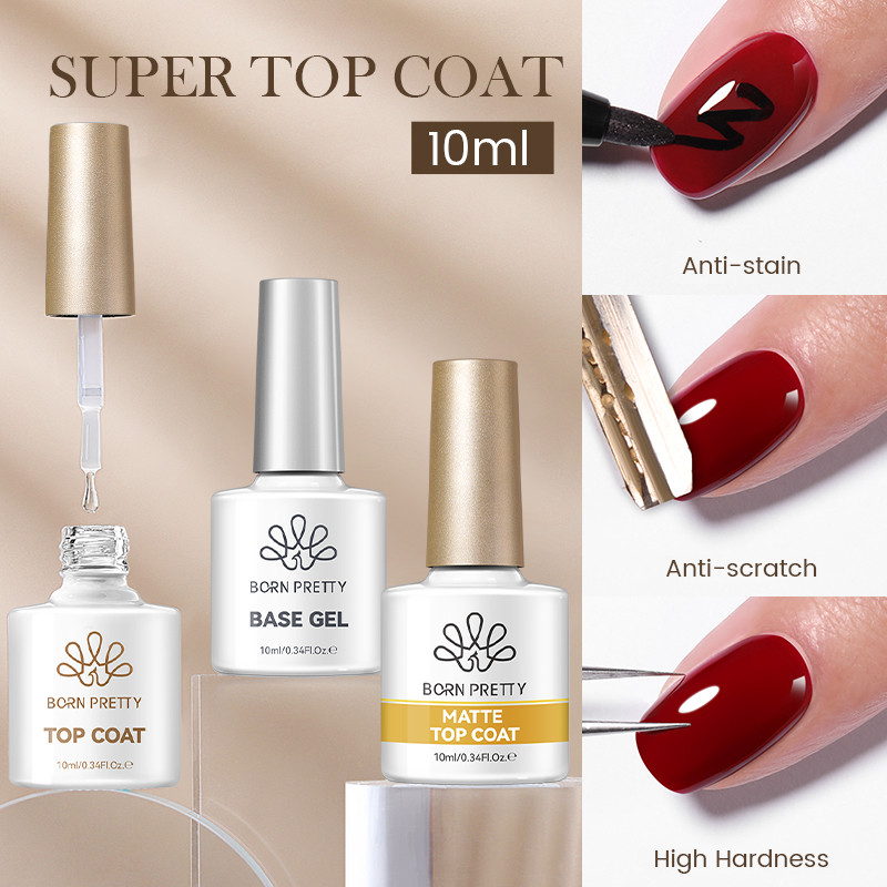 BORN PRETTY Super Top Coat Base Gel Matte Top Coat Gel Móng Tay Lâu Dài Ngâm Tắt Gel Sơn Móng Tay Sơ