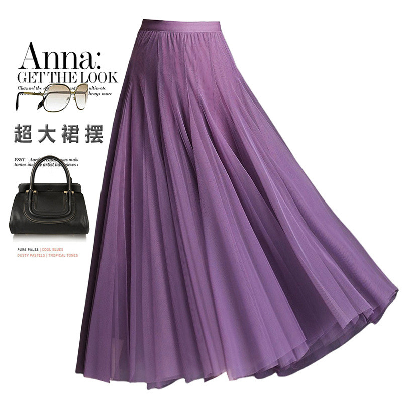 Váy vải tuyn viền lớn hai lớp 720 độ Flowy Váy Maxi chữ A Váy Wanita