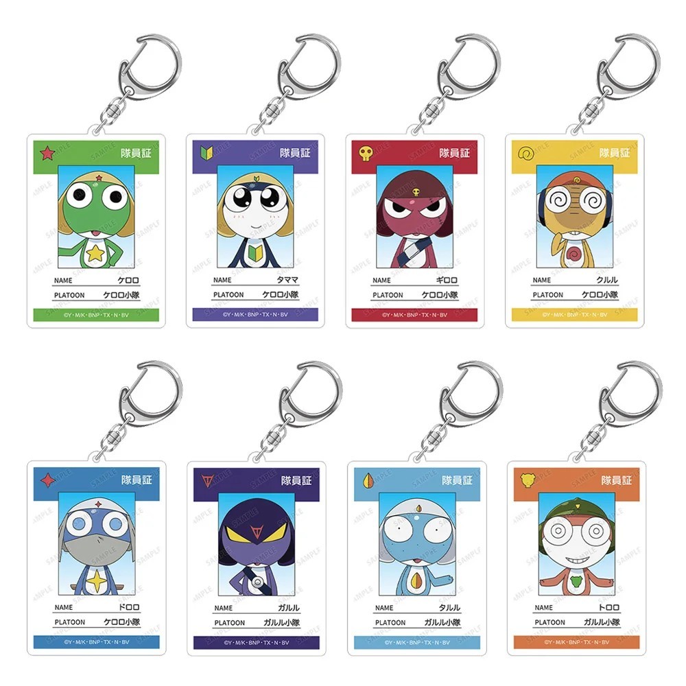 Móc khóa Keroro Gunso Chú Ếch Keroro Anime thẻ ID Acrylic Tamama Giroro Kululu Dororo phụ kiện trang