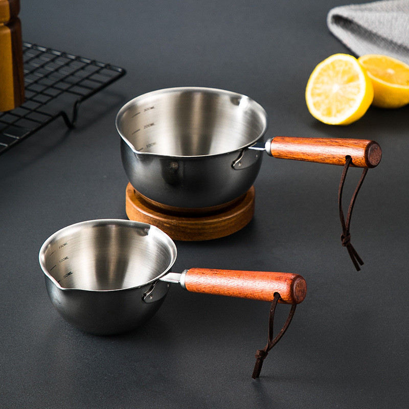 Popular~Best-selling stainless steel oil-pouring pot, chocolate melting pot, hot oil pot for home us
