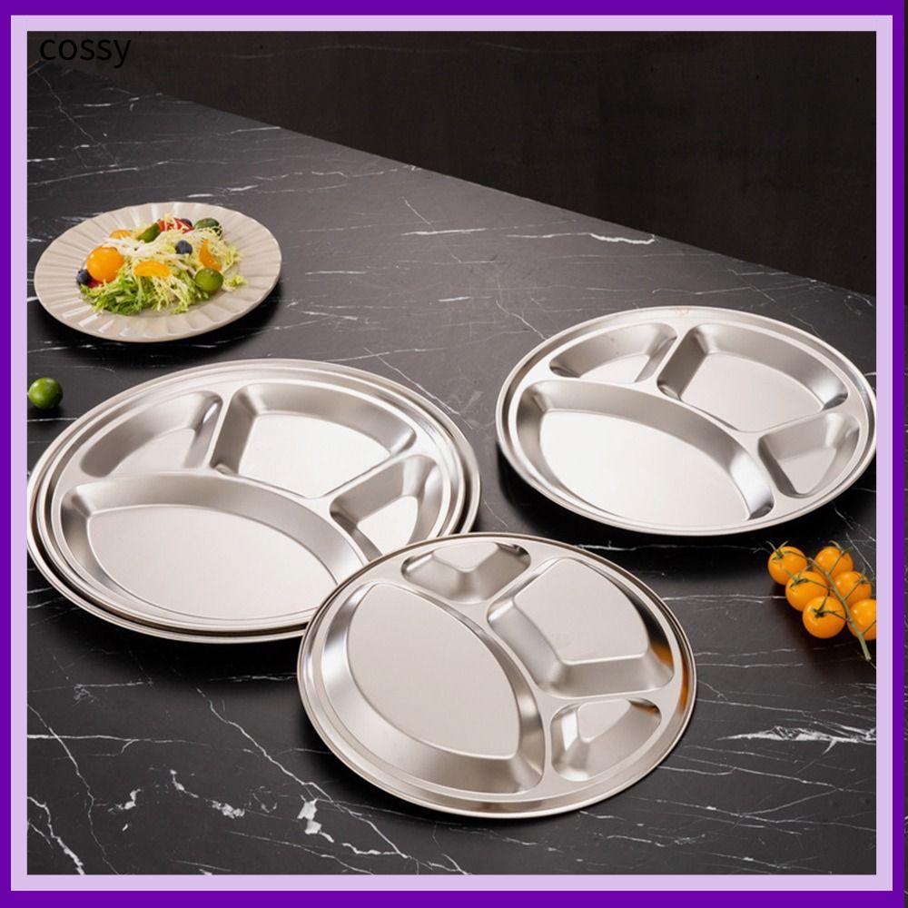 COSSY 1 Khay Phục Vụ Thực Phẩm, Đĩa Khay Cửa Hàng Thức Ăn Nhanh Chia 4 Ngăn, Thép Không Gỉ Roti Cana