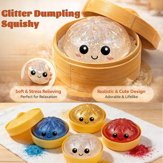 Lấp Lánh Bánh Bao Squishy Đồ Chơi Cảm Giác Bánh Bao Fidget Giảm Căng Thẳng Pinch Thông Hơi Squishy Đồ Chơi Cho Trẻ Em