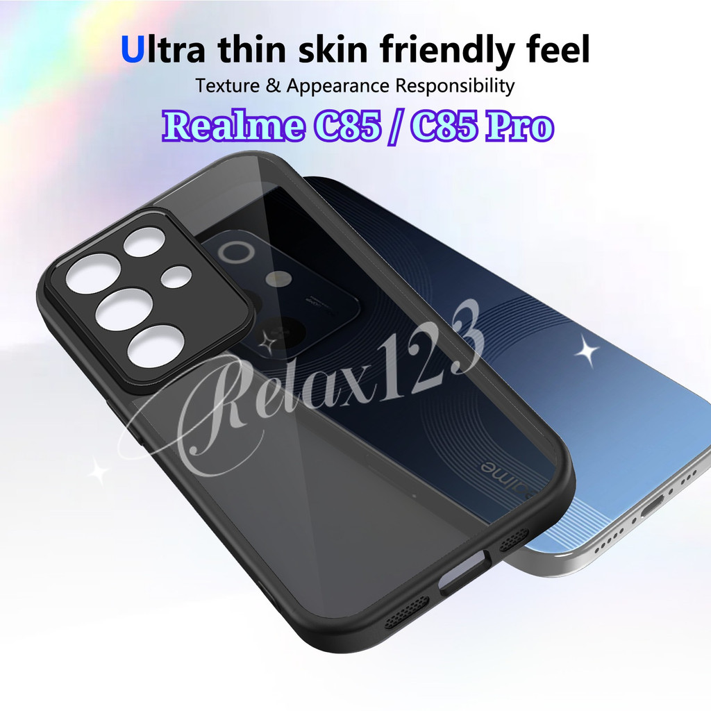 Dành Cho Realme C85 Pro 4G Mới Sang Trọng Đơn Giản Đen Mờ Trong Suốt Bảo Vệ Ống Kính Cho Realme C85 