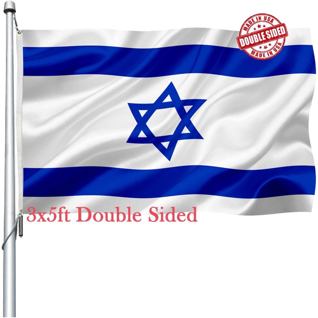 Cờ Israel 3x5 Ngoài Trời Hai Mặt- Cờ Quốc Gia Israel Hạng Nặng Với 2 Miếng Lót Bằng Đồng 4 Hàng Khâu