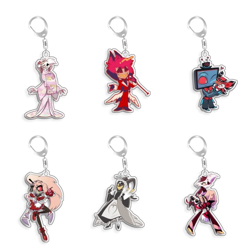 Hazbin Hotel Angel Dust Alastor Velvette Blitzo Angeldust Acrylic Keychain Pendant Bag Charms Game A