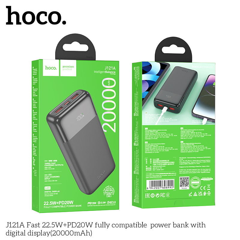 Sạc dự phòng Hoco J121A 20.000mah sạc nhanh 22,5w+ps20w