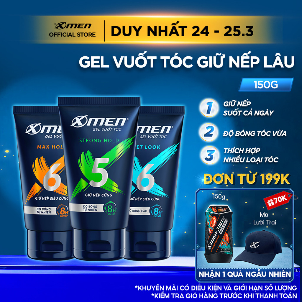 Gel Vuốt Tóc Nam XMen 150g - Tạo Kiểu Tóc, Giữ Nếp 8H