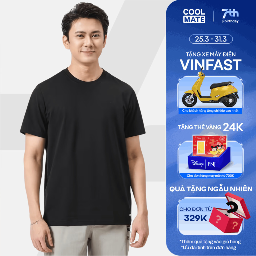 Áo thun nam Cotton Compact phiên bản Premium chống nhăn vải thoáng mát co giãn tốt Coolmate
