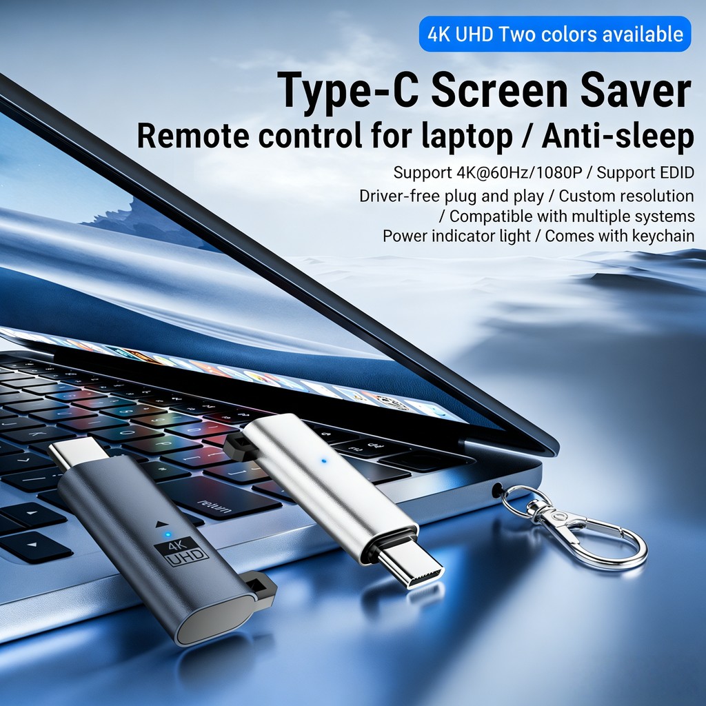 Type-C 4K @ 60Hz-1080P @ 120Hz Bộ chuyển đổi màn hình ảo USB C DDC EDID Phích cắm giả mạo Ma không đ