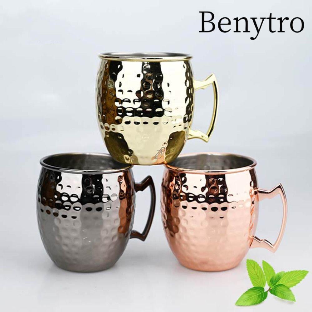 Benytro Ly Đồng Nguyên Chất BENYTRO, Cốc Thủ Công Moscow Mule, Có Tay Cầm Đinh Tán Mạnh 500ml Mịn Dà