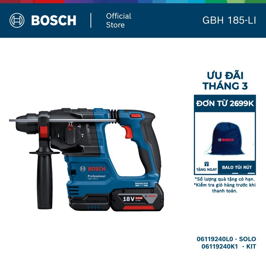 Máy khoan và đục Bosch GBH 185-LI
