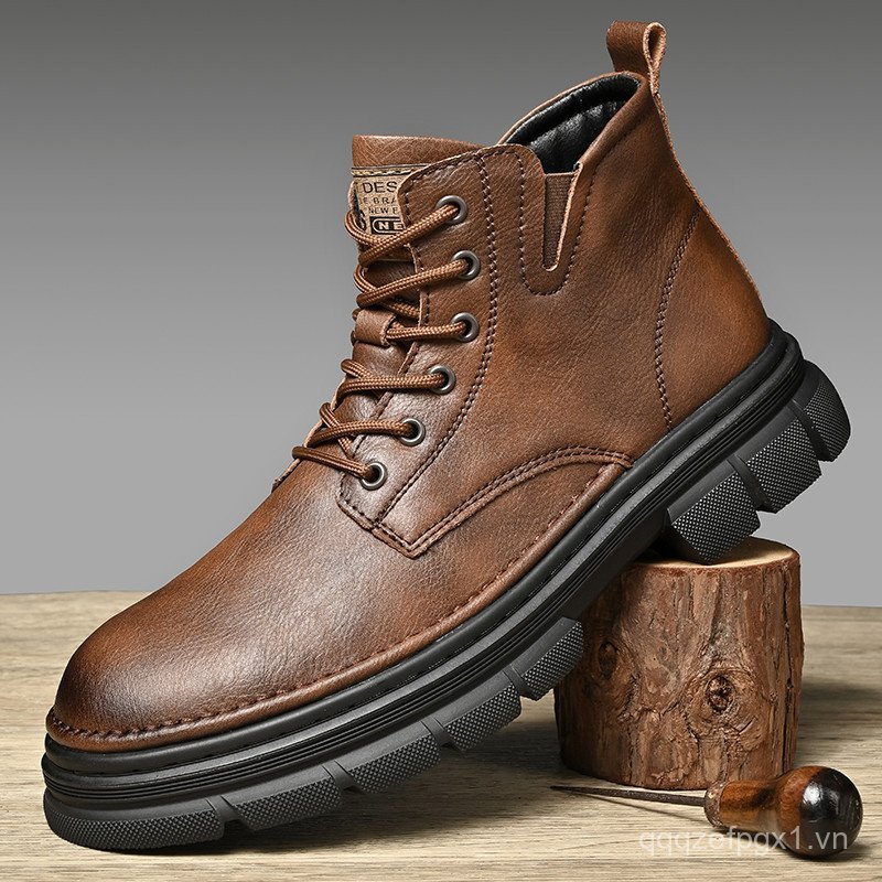 Giày bốt Martin da thật phong cách mới Hokkien