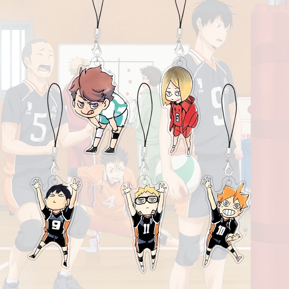 55mm Acrylic Lanyards Haikyuu Kenma Carton Phone Straps Anime Phone Accessories