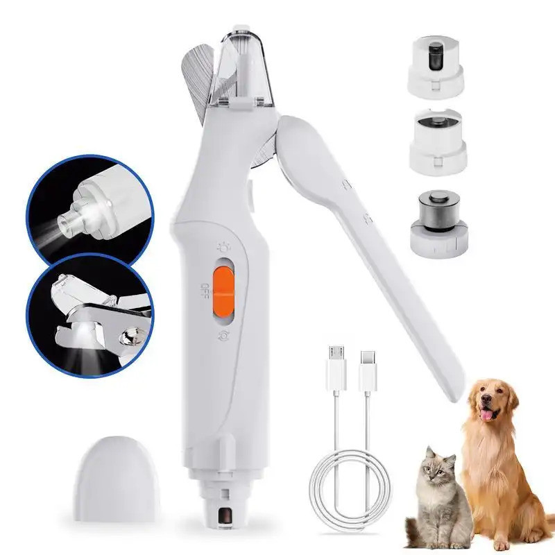 2-in-1 pet nail clipper and grinder, dog nail clipper trimmer, ultra quiet electric nail set, rechar