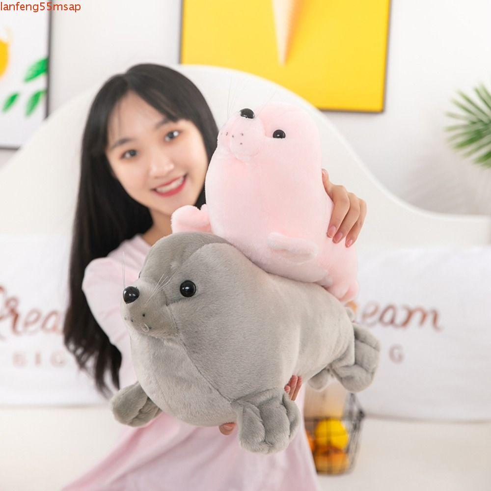 SOVEX Seal Búp bê sang trọng, Gối động vật Fluffy Seal Đồ chơi nhồi bông sang trọng, Lông thú thời t