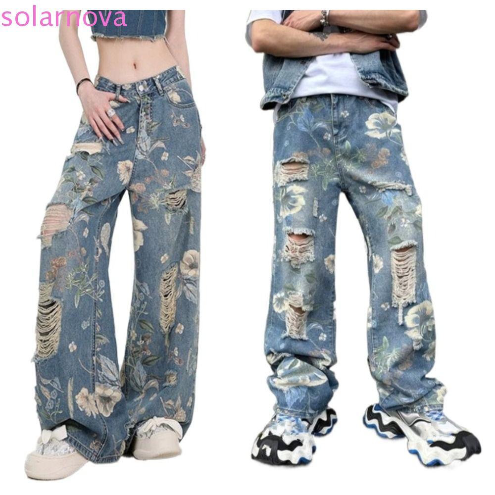 SOLARNOVA Quần Jean Nữ Y2K, Baggy Denim Thẳng Retrô, Ống Rộng Phù Hợp Đi Dạo Phố