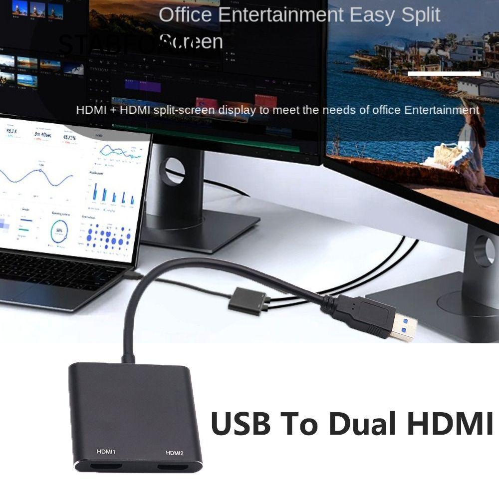 Bộ chuyển đổi USB sang HDMI kép STABFOAM, Bộ chuyển đổi mở rộng Bộ chuyển đổi USB sang HDMI 1080P, U