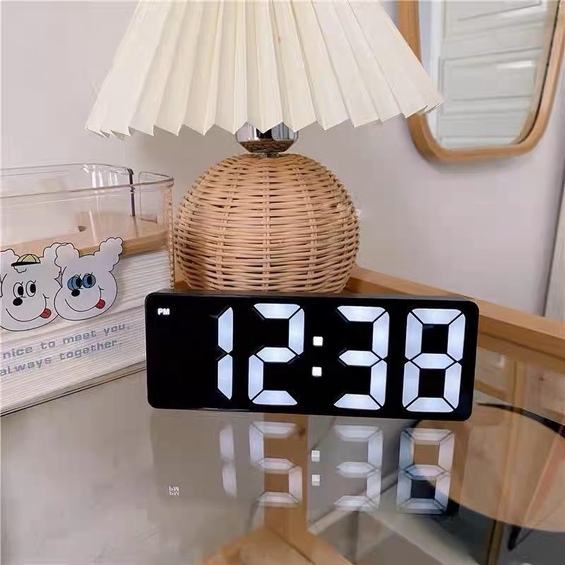 xinpinLED Electronic Alarm Clock Student Plug-in Dual-use Small Alarm Clock Digital Clock Voice Cont