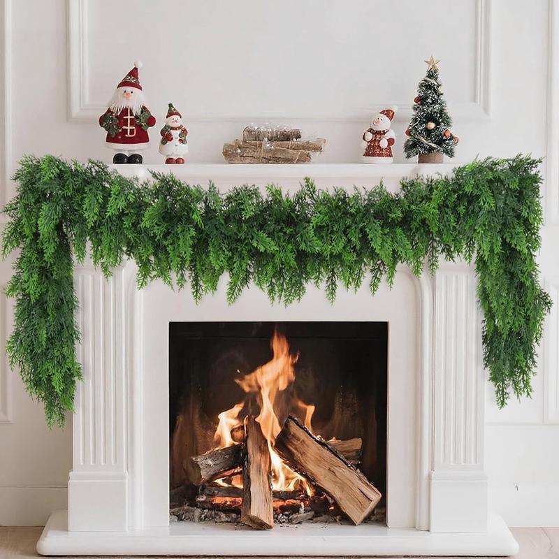 Vòng hoa tuyết tùng nhân tạo 6 feet 2 miếng, Vòng hoa tuyết tùng mềm mại thực tế, Vòng hoa cây xanh 