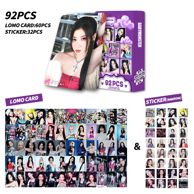 92 Cái / hộp BABYMONSTER Lomo Cards PSYCHO Album WE GO UP HOT SAUCE CHIQUITA Dán SHEESH CLICK CLAK P