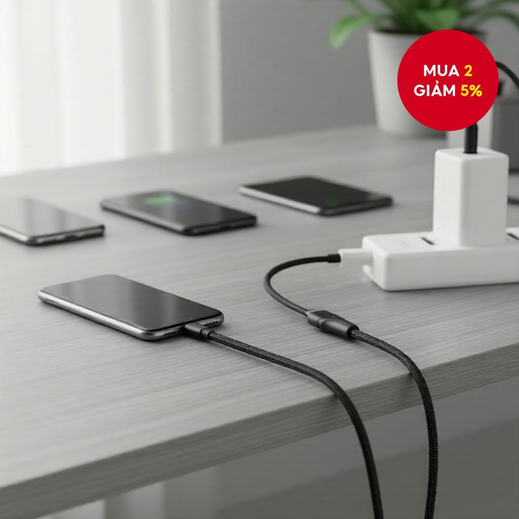 Cáp sạc nhanh USB Essager 2.4A cho 8 7 SE, cáp sạc USB
