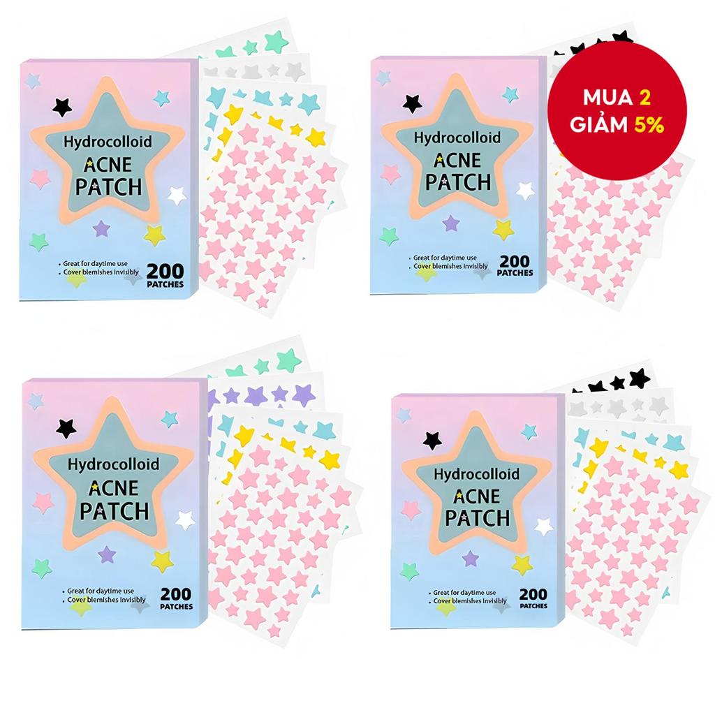 Miếng dán mụn cho mặt, 200 miếng dán mụn hydrocolloid, miếng dán che khuyết điểm vô hình, miếng dán 