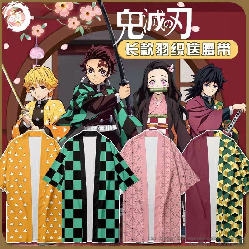 2025 Sản Phẩm Mới Demon Slayer Anime Hàng Hóa Dài Haori Áo Khoác Hai Chiều Tanjiro Zenitsu Giyuu Bướ