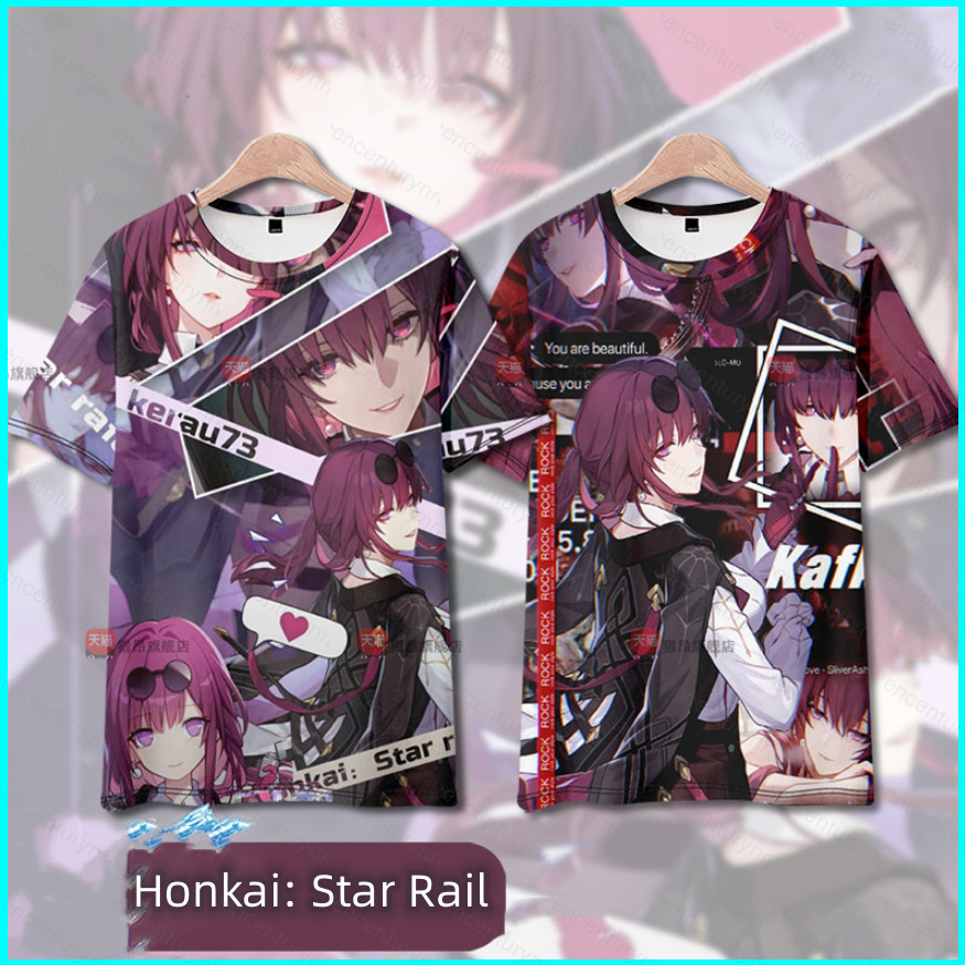 Áo thun nữ ngắn tay cho cosplay Honkai: Star Rail, thiết kế dành cho fan Kafka