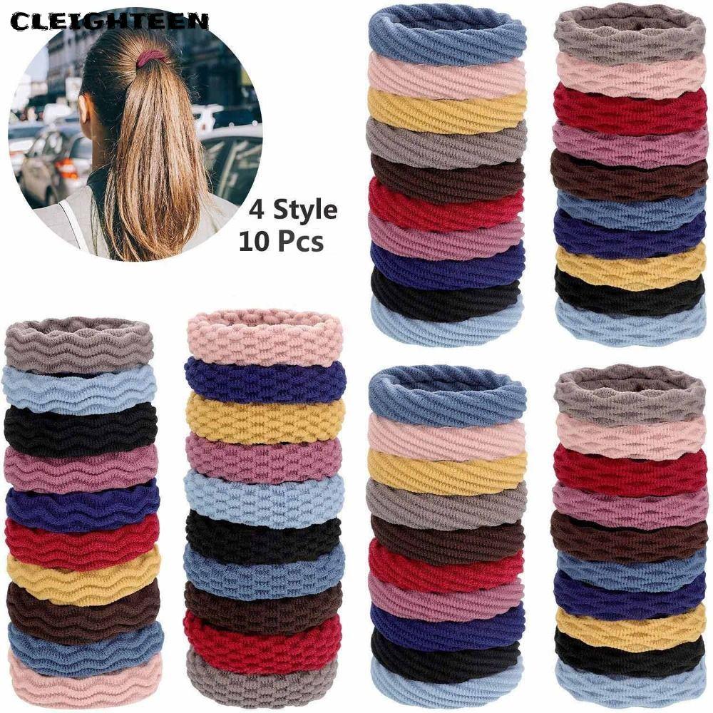 CLEIGHTEEN - 10 Dây Buộc Tóc Cao Su Dày, Scrunchie Thả Hơi Cho Phụ Nữ