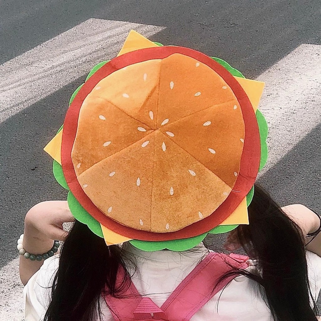 Mũ Burger Ngộ Nghĩnh Beret Tai Mèo Dễ Thương