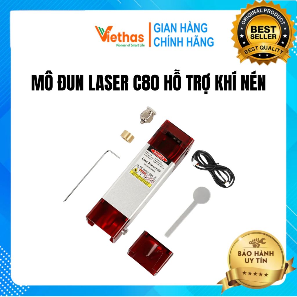 Mô-đun Laser C80 Hỗ Trợ Khí Nén Air Assist 10W – Khắc Cắt CNC, Tương Thích Máy Laser & CNC
