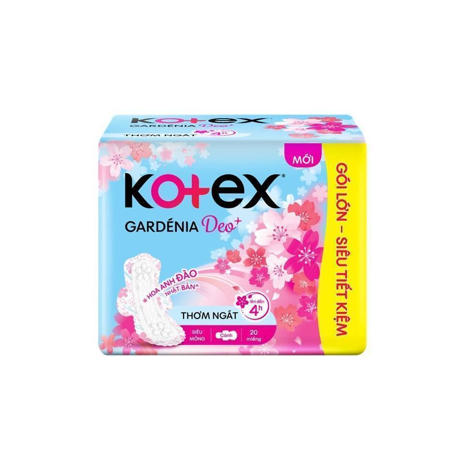 Băng Vệ Sinh Hương Hoa Anh Đào Mặt Bông Siêu Mỏng Cánh Kotex Gardenia Deo+ 20 Miếng