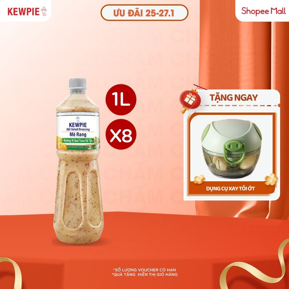 Combo 8 Xốt Salad Dressing Mè Rang Kewpie Hương Vị Quả Yuzu & Tắc 1L