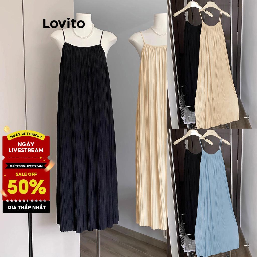 Lovito Váy xếp nếp trơn thông thường dành cho nữ LNE27240 (Nhiều màu)