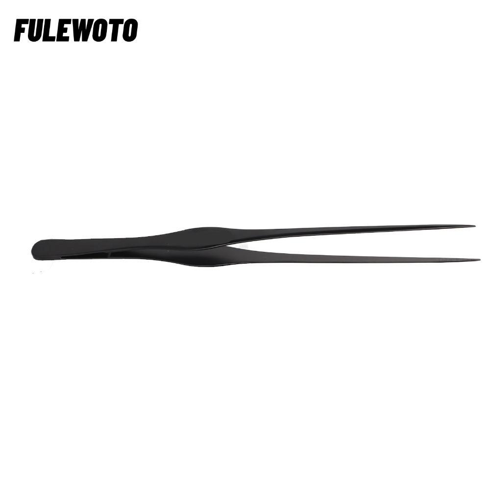 Kẹp bể cá FILEWOTO, Nhíp bể cá màu đen mờ bằng thép không gỉ, Tay cầm dài bền bỉ Kẹp bể cá thẳng Cây