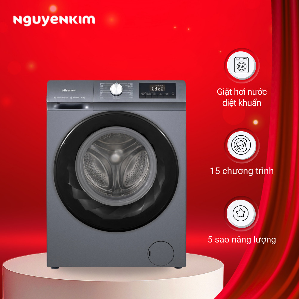 [Mới 2025] Máy giặt Hisense Inverter 10.5 kg WF105N1