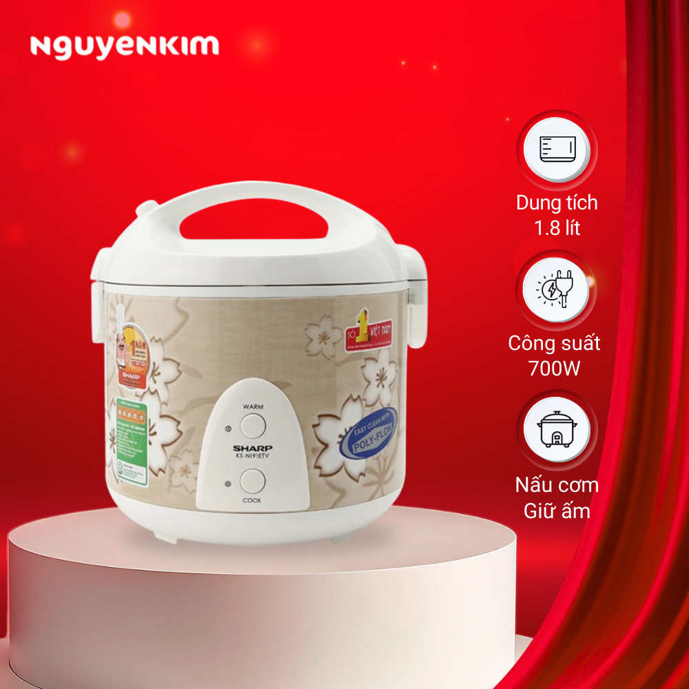 Nồi cơm điện Sharp 1.8 lít KS-N191ETV