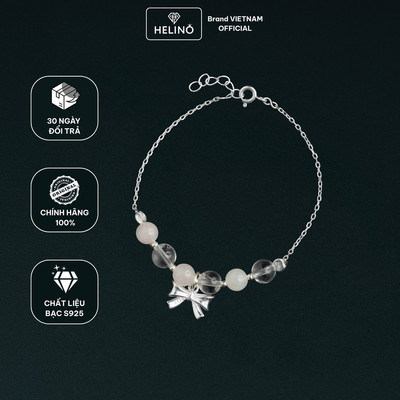 Lắc Tay Bạc Nữ HELINO Love Dream 6 Viên Đá Rose Quartz Và Thạch Anh Mix Charm Nơ LT06
