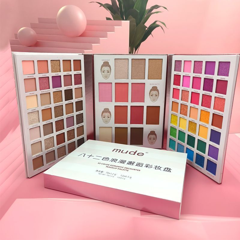 Bảng phấn mắt ba trong một màu Mude82 Dòng nhiều màu Blush Contouring Highlighting One cos Makeup