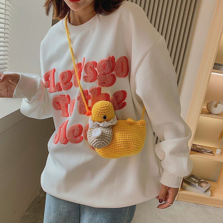 2026 Phong Cách Mới Túi Len Thành Phẩm Dễ Thương Túi Vịt Cầm Tay Túi Móc Túi Nữ Túi Messenger20260201