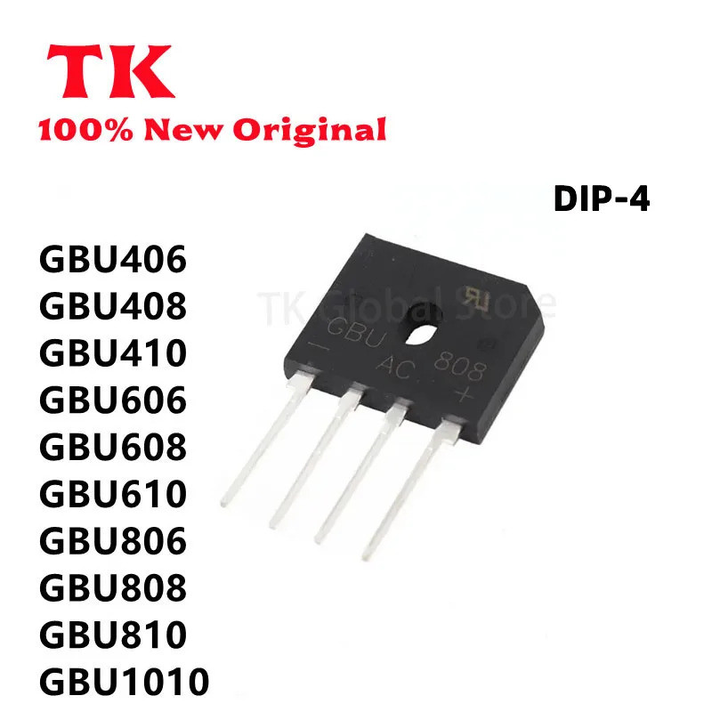 5 CHIẾC GBU406 GBU408 GBU410 GBU606 GBU608 GBU610 GBU806 GBU808 GBU810 GBU1010 Chip ic