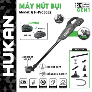 Máy Thổi Hút Bụi Pin HUKAN G1-HVC5022| Đầy Đủ Phụ Kiện, Linh Hoạt 360 Độ, Lực Hút 8KPA,